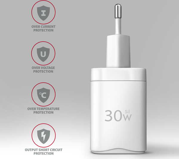 AXAGON ACU-PQ30W, Sil nabíjačka do siete 30W, 2x port (USB-A + USB-C), PD3.0/PPS/QC4+/SFC/AFC/Apple, biela