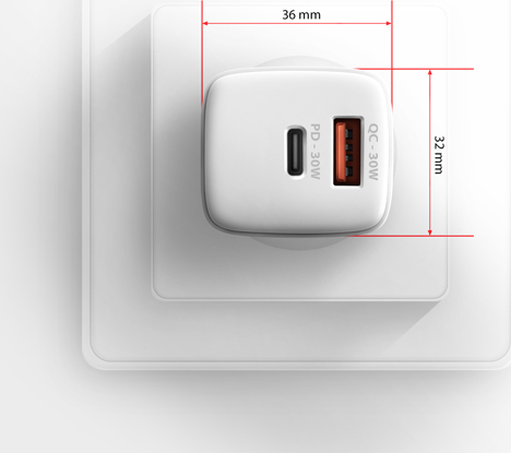 AXAGON ACU-PQ30W, Sil nabíjačka do siete 30W, 2x port (USB-A + USB-C), PD3.0/PPS/QC4+/SFC/AFC/Apple, biela