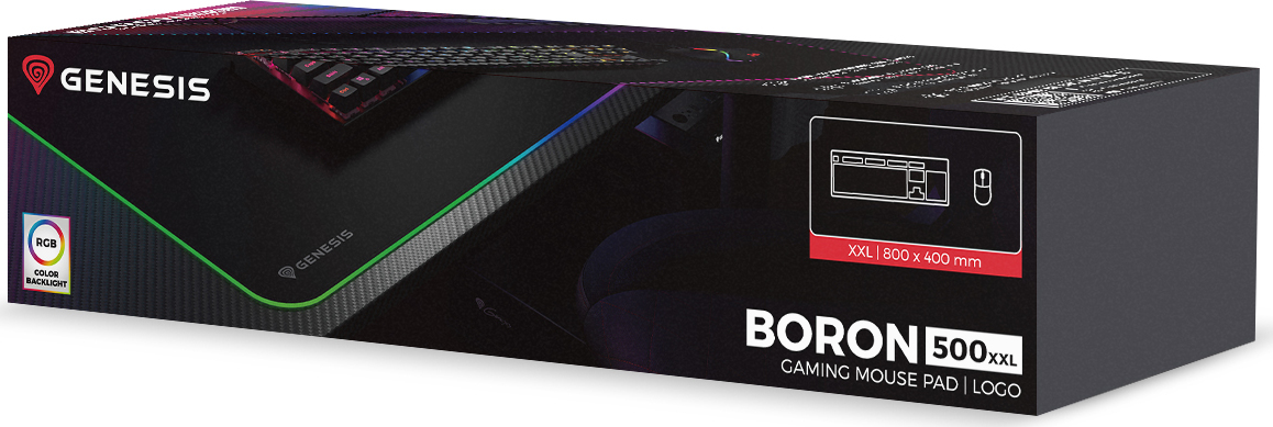 Herní podložka pod myš s RGB podsvícením Genesis BORON 500 XXL, 800x400mm