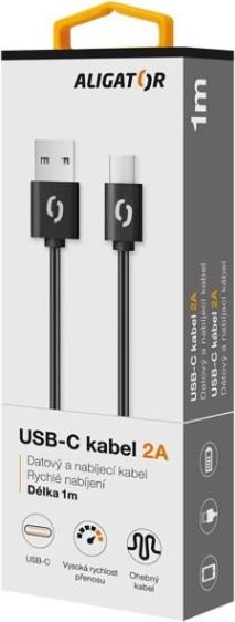 ALIGATOR datový kabel 2A, USB-C, černá