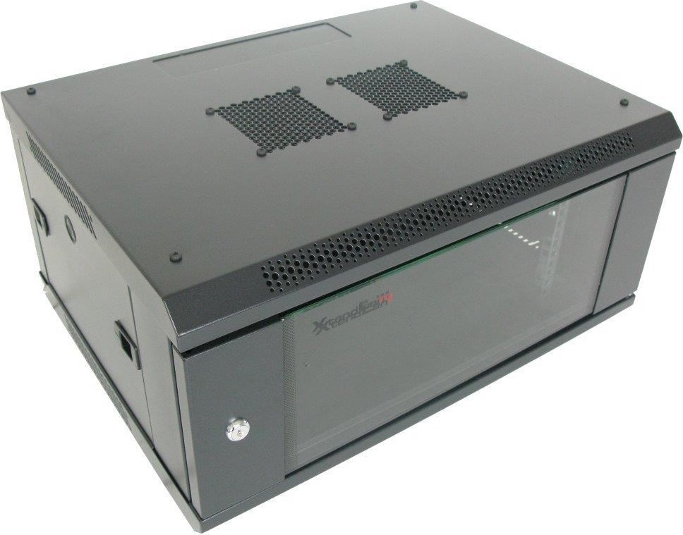 XtendLan 19" nástěnný rozvaděč 4U 600x450, nosnost 60 kg, skleněné dveře, svařovaný, černý