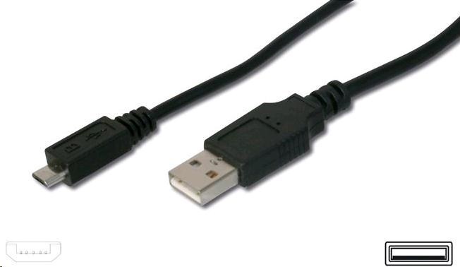 Kábel USB PREMIUMCORD 2.0 Kábel A-Micro B 0,5 m (čierny)