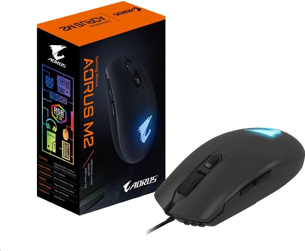 GIGABYTE myš Gaming Mouse AORUS M2, USB, Optical, up to 6200 DPI