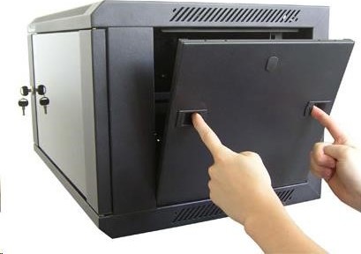 XtendLan 19" nástěnný rozvaděč 6U 600x450, nosnost 60 kg, skleněné kouřové dveře, svařovaný, černý