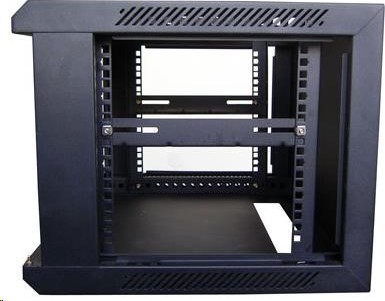 XtendLan 19" nástěnný rozvaděč 6U 600x450, nosnost 60 kg, skleněné kouřové dveře, svařovaný, černý