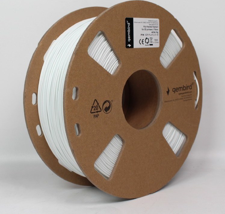 GEMBIRD Tisková struna (filament) PLA flexibilní, 1,75mm, 1kg, bílá