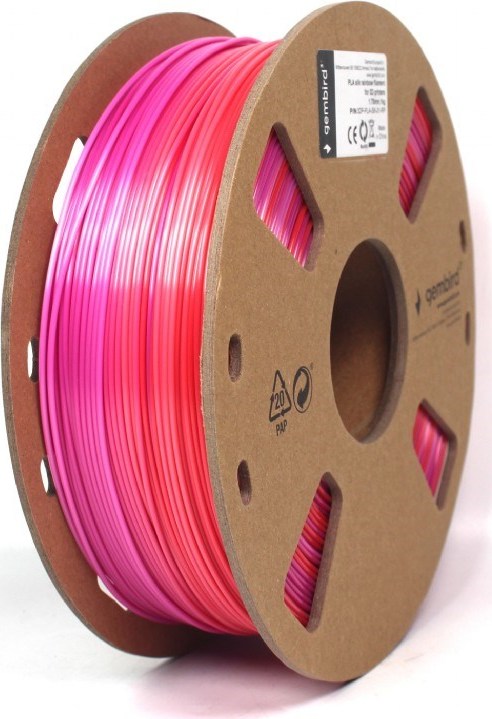 GEMBIRD Tisková struna (filament) PLA, 1,75mm, 1kg, silk rainbow, červená/fialová