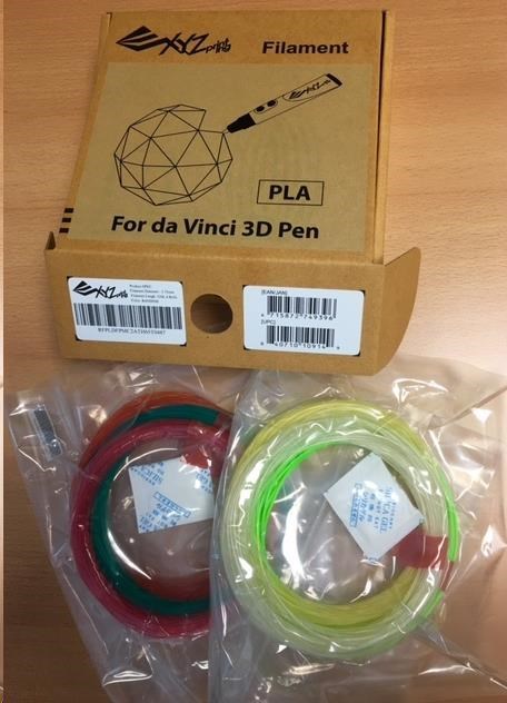 XYZ tisková struna pro 3D pero, PLA (box 12Mx6 kusů různé barvy)