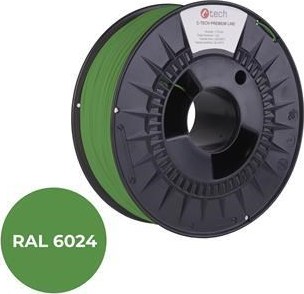 C-TECH Tisková struna (filament) PREMIUM LINE, PETG, dopravní zelená, RAL6024, 1,75mm, 1kg