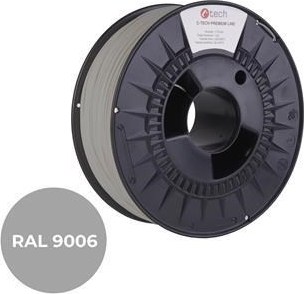 C-TECH Tisková struna (filament) PREMIUM LINE, PETG, bílý hliník, RAL9006, 1,75mm, 1kg