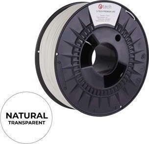 C-TECH Tisková struna (filament) PREMIUM LINE, PETG, transparentní, 1,75mm, 1kg