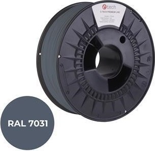 C-TECH Tisková struna (filament) PREMIUM LINE, PLA, šedomodrá, RAL7031, 1,75mm, 1kg