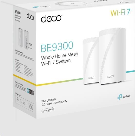 TP-Link Deco BE65(2-pack) WiFi7 Mesh(BE9300,2,4GHz/5GHz/6GHz,4x2,5GbELAN/WAN, 1xUSB3.0)