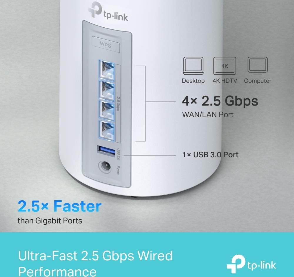 TP-Link Deco BE65(2-pack) WiFi7 Mesh(BE9300,2,4GHz/5GHz/6GHz,4x2,5GbELAN/WAN, 1xUSB3.0)