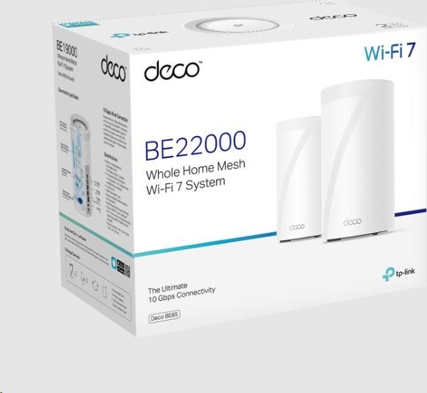 TP-Link Deco BE85(1-pack) WiFi7 Mesh(BE22000,2,4GHz/5GHz/6GHz,1x10GbELAN/WAN,1xSFP+/10GbELANcombo,2x2,5GbELAN/WAN,1xUSB)