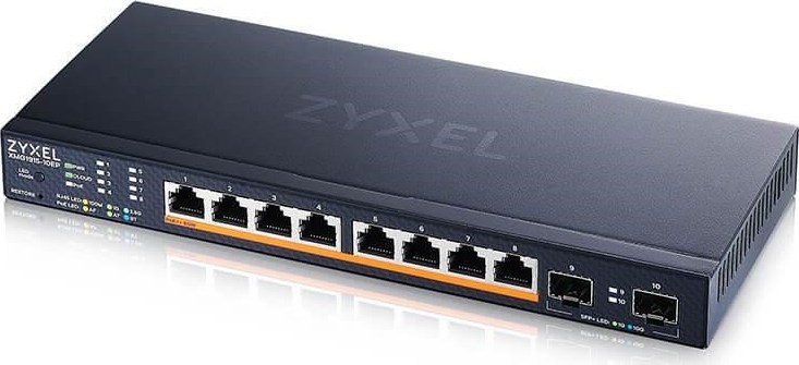 Zyxel XMG1915-10EP, 8-port 2.5GbE, 2 SFP+, 8 x PoE++ 130W Smart Switch, hybird mode, standalone or NebulaFlex Cloud