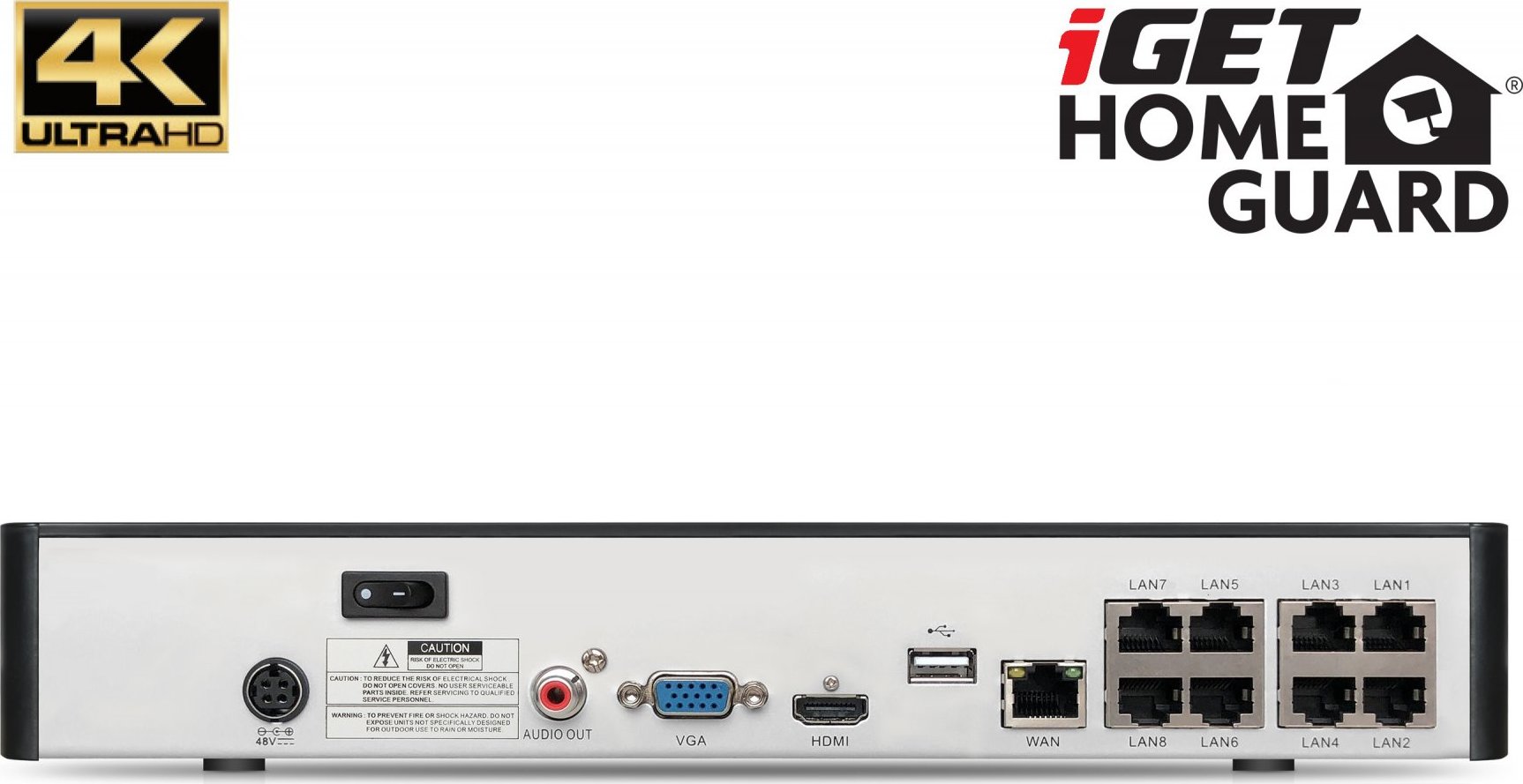 iGET HOMEGUARD HGNVK88504 - PoE 4K UltraHD NVR CCTV 8CH + 4x kamera