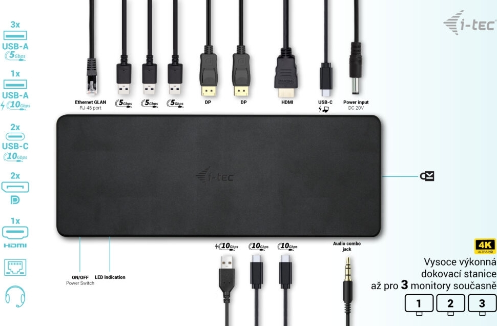 i-tec USB-C Triple 4K Display Docking Station Gen2 Pro, PD 100W
