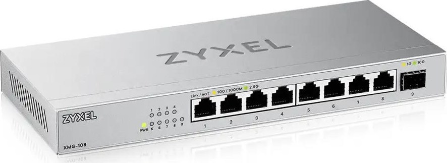 Zyxel XMG-108 8 Ports 2,5G + 1 SFP+, 8 ports 100W total PoE++ Desktop MultiGig unmanaged Switch