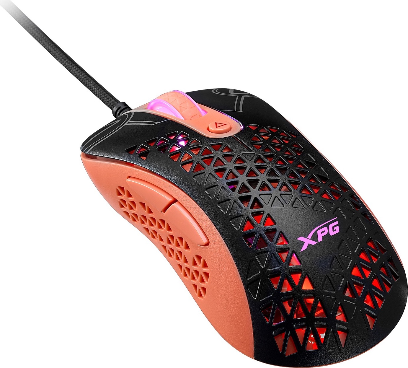 Adata XPG Slingshot Mera Edition/Herní/Optická/Pro praváky/12 000 DPI/Drátová USB/Černá-oranžová