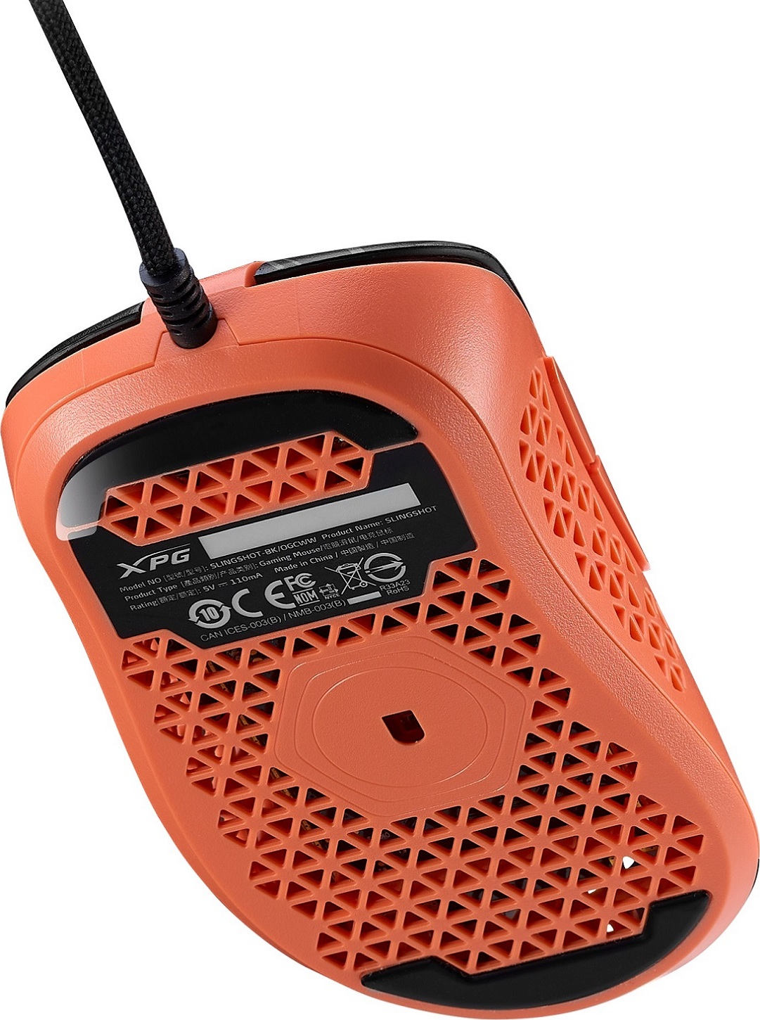 Adata XPG Slingshot Mera Edition/Herní/Optická/Pro praváky/12 000 DPI/Drátová USB/Černá-oranžová
