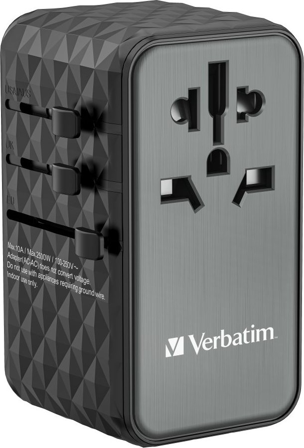 VERBATIM Univerzální cestovní adaptér nabíječka UTA-06 GaN III, 100W