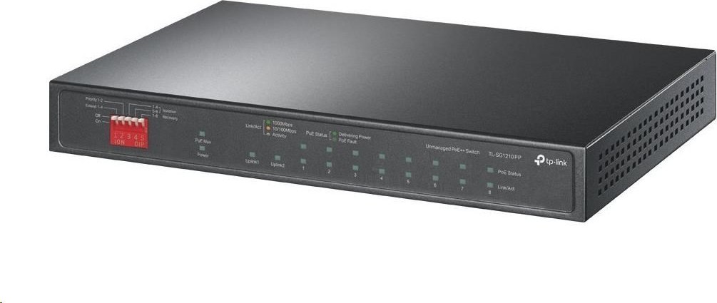 TP-Link CCTV switch TL-SG1210PP (9xGbE,1xGbE/SFP combo uplink, 1xGbE uplink, 6xPoE+,2xPoE++,123W, fanless)