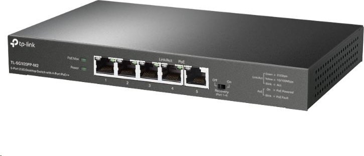 TP-Link switch TL-SG105PP-M2 (5x2,5GbE, 4xPoE++,123W, fanless)