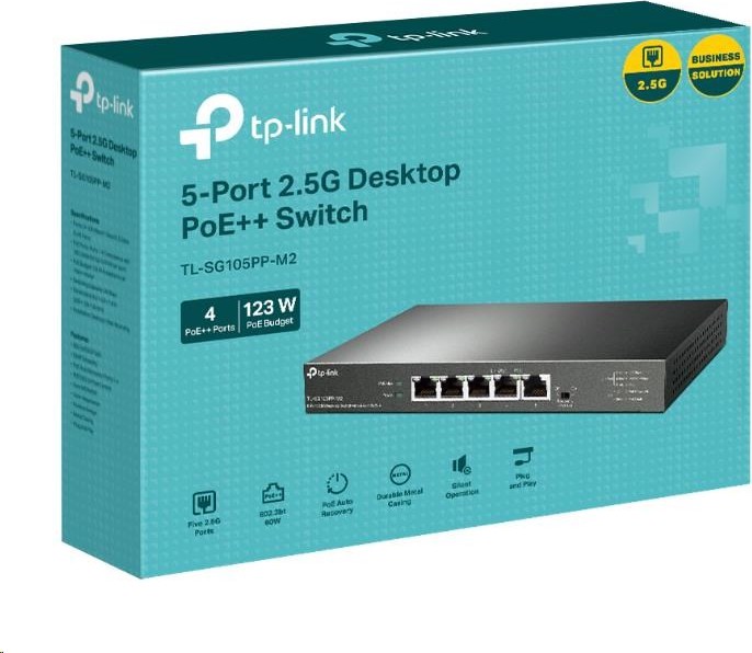 TP-Link switch TL-SG105PP-M2 (5x2,5GbE, 4xPoE++,123W, fanless)