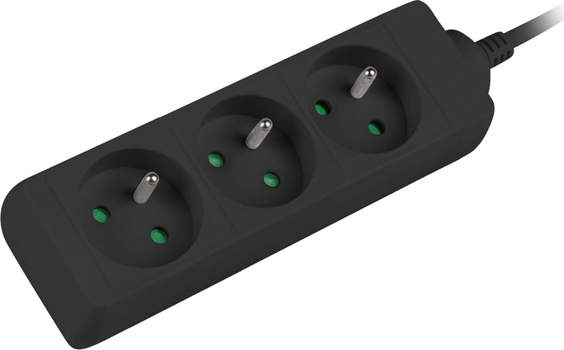 NATEC Prodlužovací kabel Lanberg PS0, 3 zásuvky, 1,5m, černá