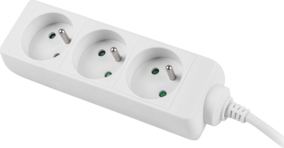 NATEC Prodlužovací kabel Lanberg PS0, 3 zásuvky, 1,5m, bílá