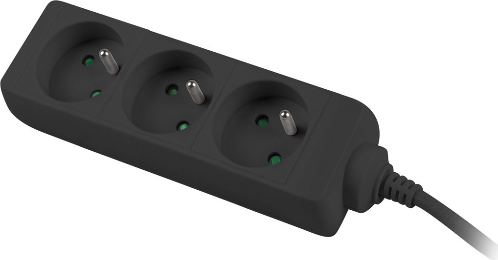 NATEC Prodlužovací kabel Lanberg PS0, 3 zásuvky, 3m, černá