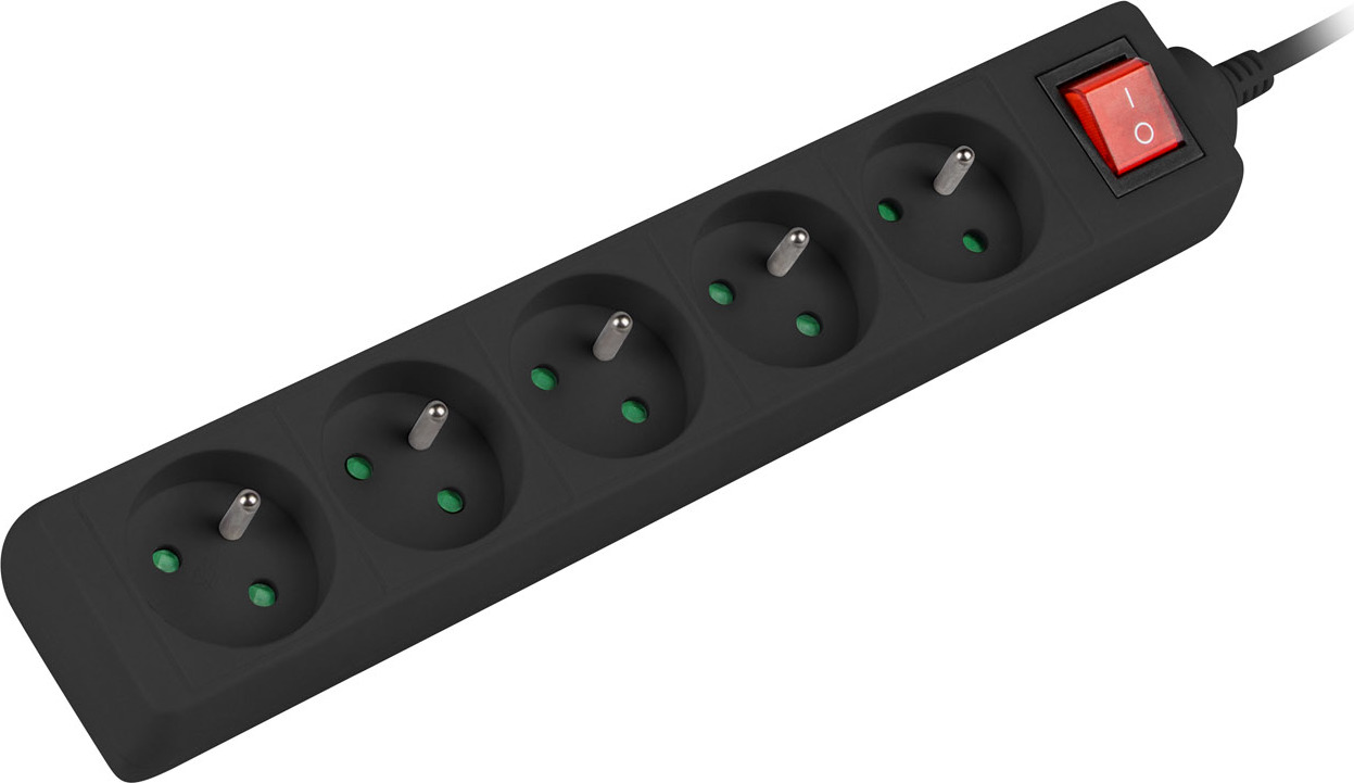 NATEC Prodlužovací kabel Lanberg PS1 5 zásuvky 3m vypínač černá