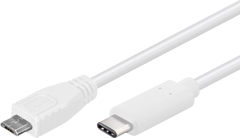 PremiumCord USB-C/male - USB 2.0 Micro-B/Male, bílý, 0,6m