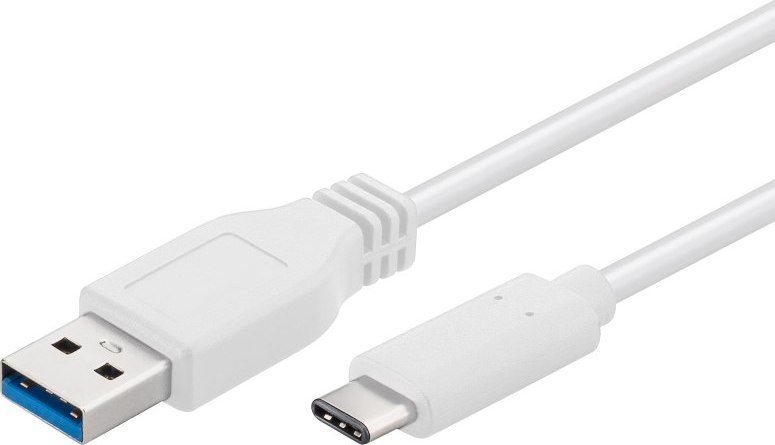 PremiumCord USB-C/male - USB 3.0 A/Male, bílý, 2m