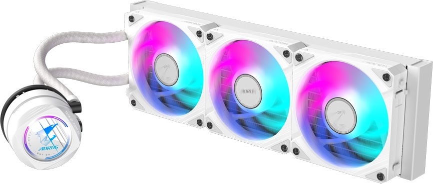 GIGABYTE vodní chladič AORUS WATERFORCE II 360I, 3x120mm, ARGB, LGA1851, AM5, Bílá