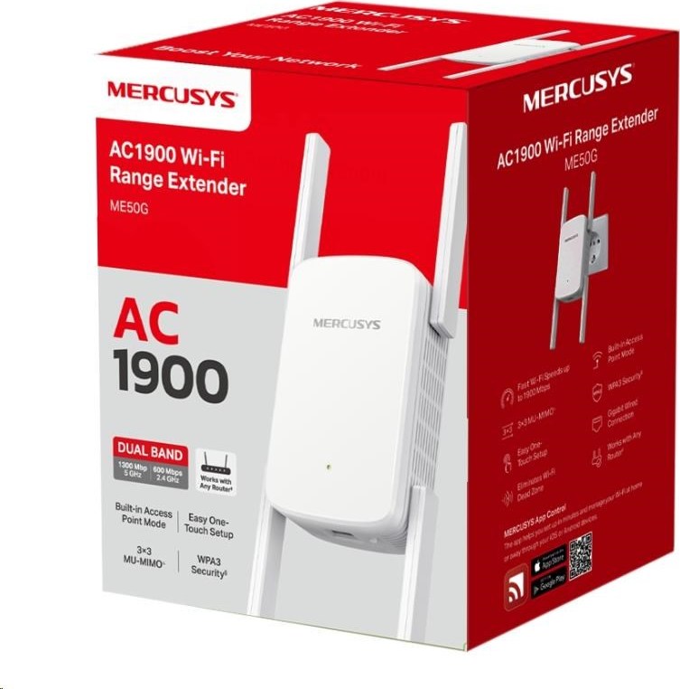 MERCUSYS ME50G WiFi5 Extender/Repeater (AC1900,2,4GHz/5GHz,1xGbELAN)