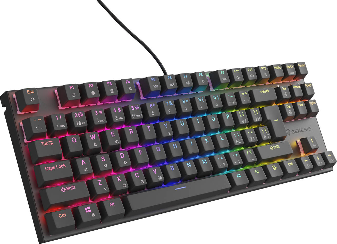 Genesis tichá herní klávesnice THOR 303/TKL/RGB/Outemu Peach/Drátová USB/CZ-SK layout/Černá