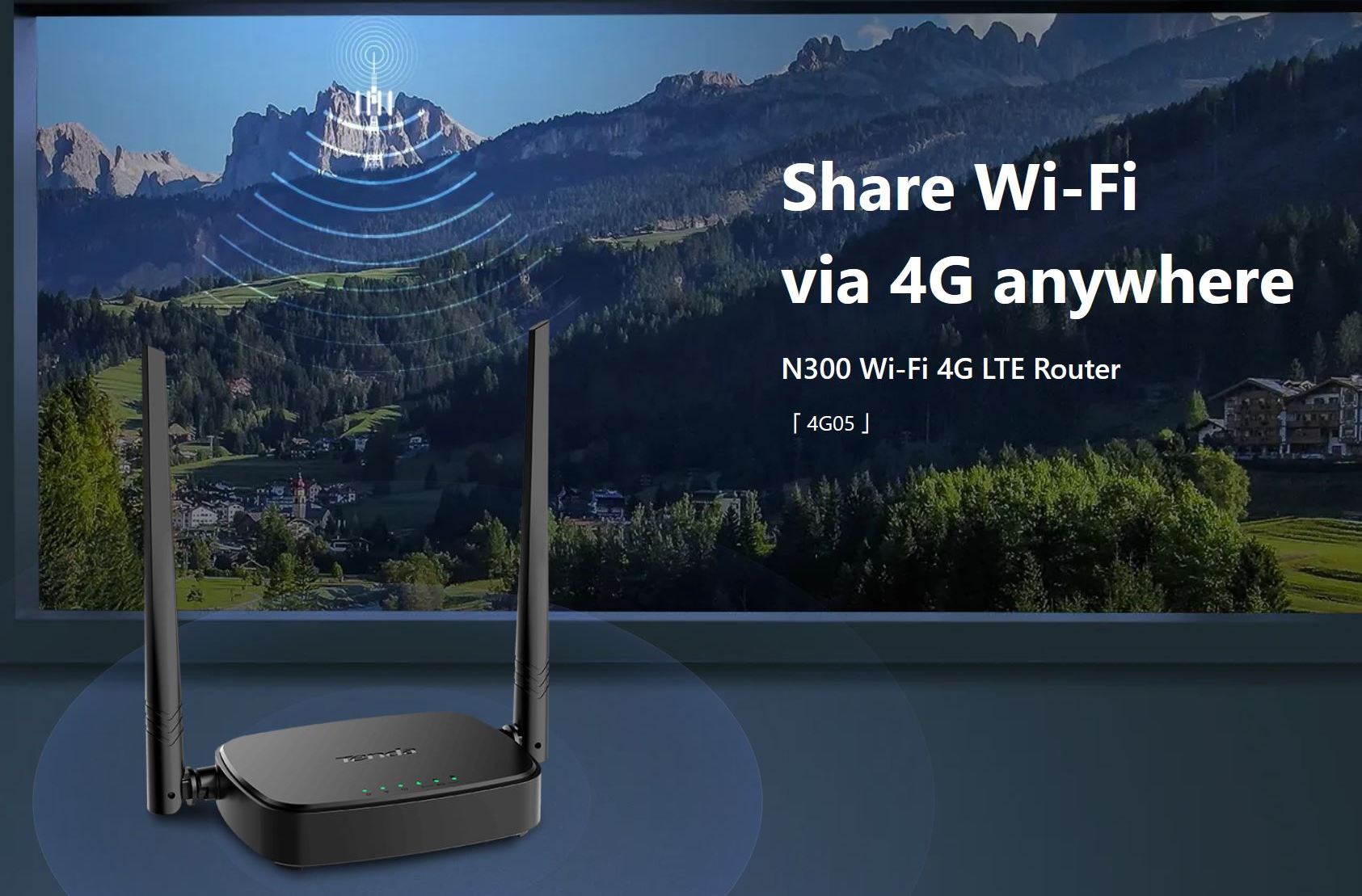 Tenda 4G05  3G/4G Wireless-N Router 300Mbps,1x WAN/LAN,1x LAN, Cat.4, 2x Ant.