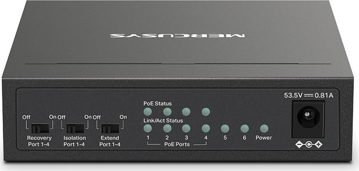 MERCUSYS switch MS106LP (6x100Mb/s,4xPoE+,40W,fanless)