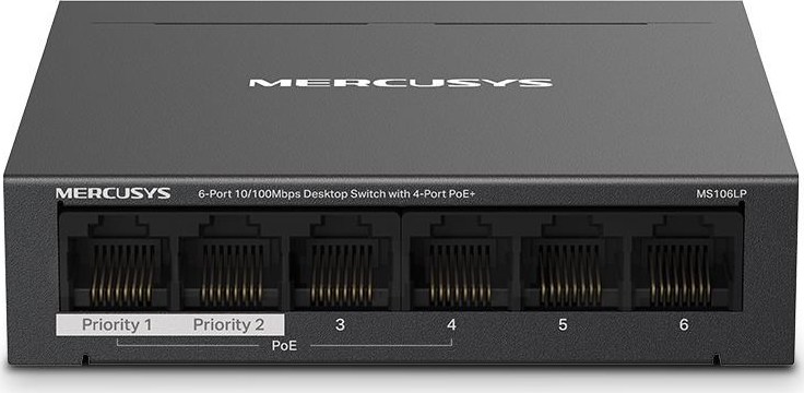 MERCUSYS switch MS106LP (6x100Mb/s,4xPoE+,40W,fanless)
