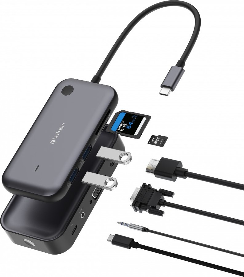 VERBATIM Display Adapter WDA-01 Share My Screen 1080P, USB-C hub