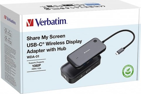 VERBATIM Display Adapter WDA-01 Share My Screen 1080P, USB-C hub