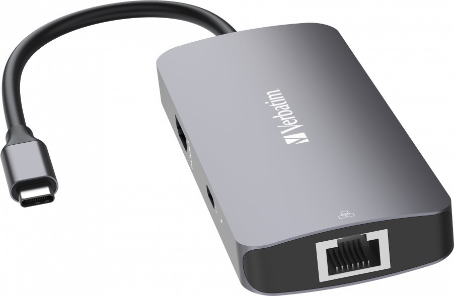 VERBATIM Hub USB-C Pro Multiport 5 Port, 2x USB 3.2, 1x USB-C, HDMI, RJ45, šedá