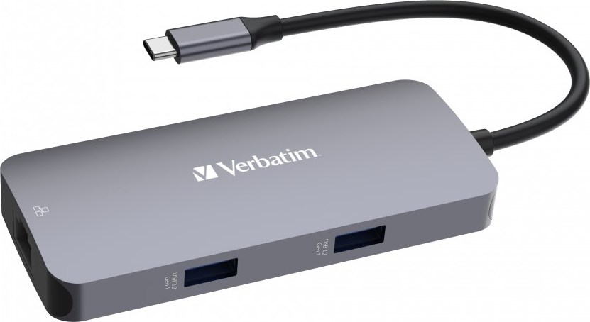 VERBATIM Hub USB-C Pro Multiport 5 Port, 2x USB 3.2, 1x USB-C, HDMI, RJ45, šedá