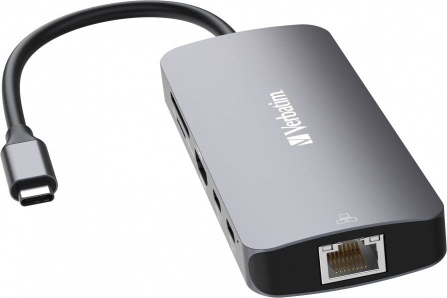 VERBATIM Hub USB-C Pro Multiport 9 Port, 3x USB 3.2, 2x USB-C, HDMI, RJ45, microSD/SD, šedá