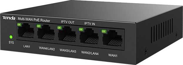 Tenda G0-5G-PoE Gigabit PoE Router MultiWAN, 3x GWAN/GLAN, 1x GWAN, 1x GLAN, 4x PoE 802.3af/at, VPN
