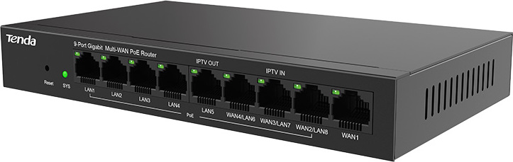 Tenda G0-8G-PoE Gigabit PoE Router MultiWAN, 3x GWAN/GLAN, 1x GWAN, 5x GLAN, 8x PoE 802.3af/at, VPN