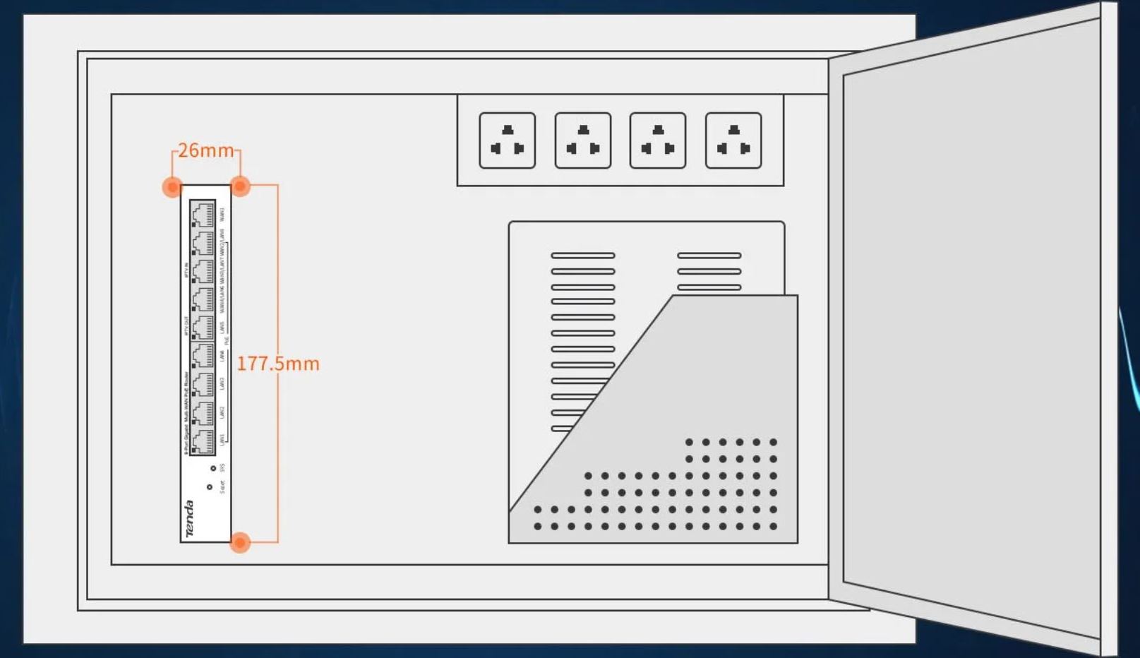Tenda G0-8G-PoE Gigabit PoE Router MultiWAN, 3x GWAN/GLAN, 1x GWAN, 5x GLAN, 8x PoE 802.3af/at, VPN