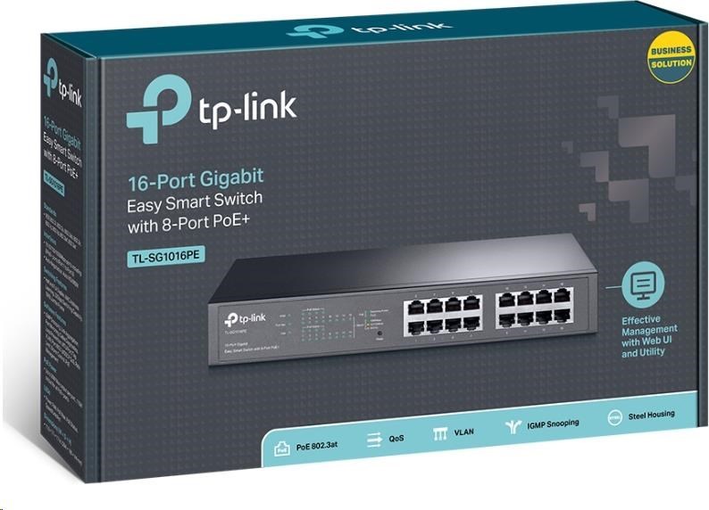 TP-Link Easy Smart switch TL-SG1016PE (16xGbE,8xPoE+,150W,fanless)